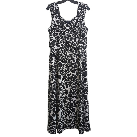 Chadwicks Black and White Sleeveless Floral Midi Dress 1X - Picture 1 of 10